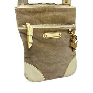 JUICY COUTURE Velour Beige Tan Cream Y2L Crossbody Shoulder Bag Purse Tote Charm